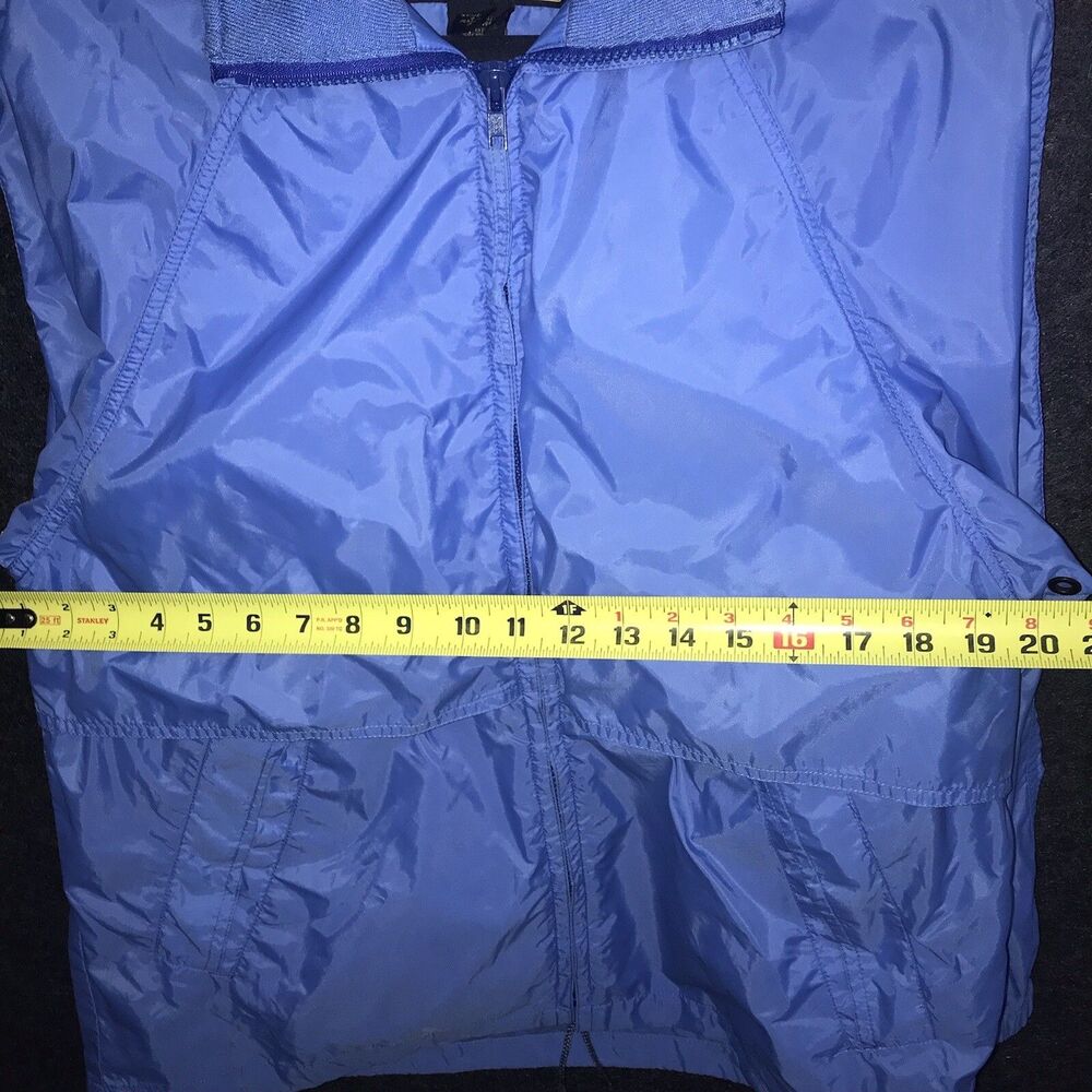 Eddie Bauer Vintage 90s Women's Hood Full Zip Windbreaker Jacket‎ Blue Small - Picture 7 of 9